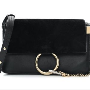 Chloe Bag Suede Calfskin Small Faye Shoulder Black
